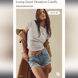 Free People We‎ the Free Loving good vibrations jeans shorts,25